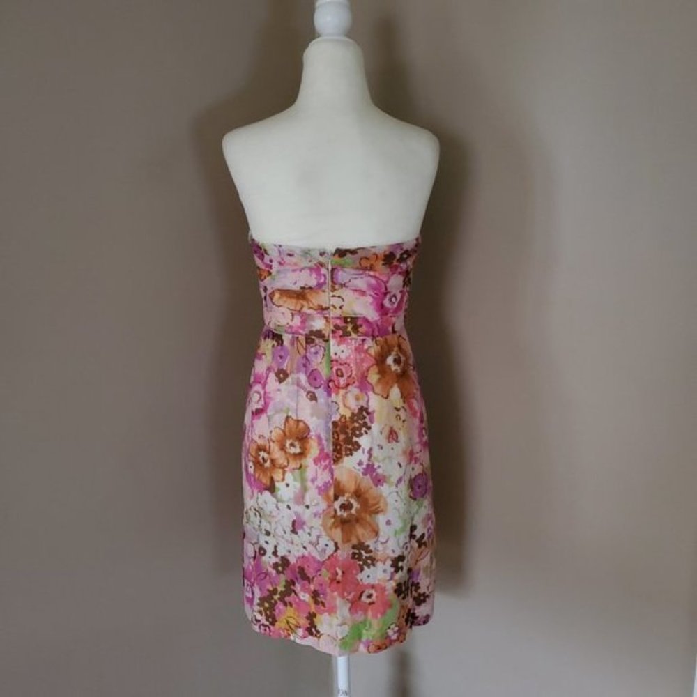 J. Crew Floral Watercolor Strapless Dress Size 0 - Picture 7 of 8